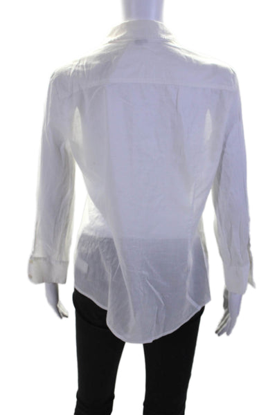 Theory Womens Cotton Long Sleeve Two Pocket Button Down Shirt Top White Size L