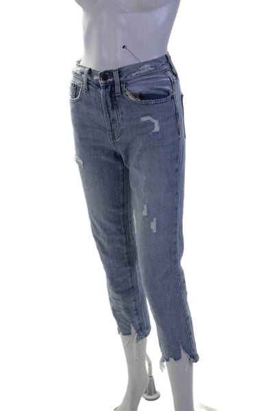 Pistola Womens Cotton Denim Distressed Mid Rise Tapered Leg Jeans Blue Size 24