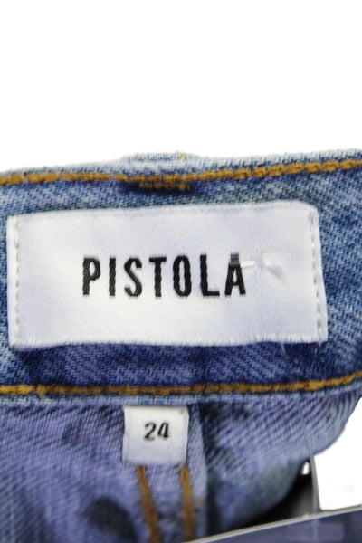 Pistola Womens Cotton Denim Distressed Mid Rise Tapered Leg Jeans Blue Size 24