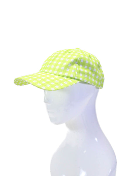 Roller Rabbit Womens Organic Cotton Gingham Print Baseball Cap Green Size OS