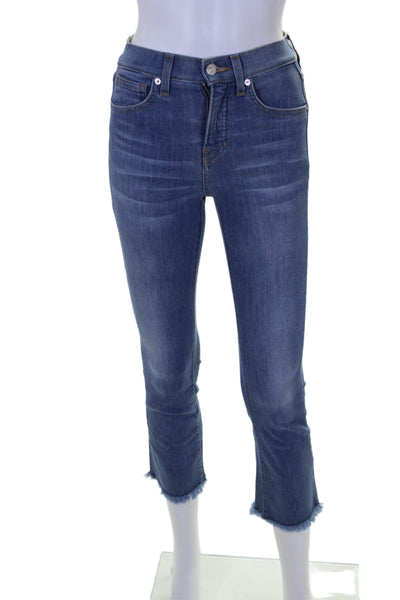 Veronica Beard High Rise Flare Fray Bottom Med Wash Denim Jeans Blue Size EUR 23