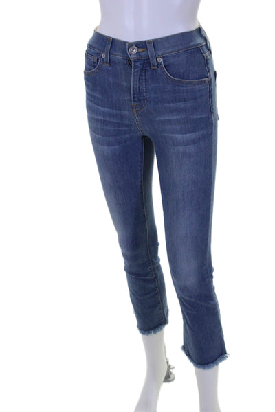 Veronica Beard High Rise Flare Fray Bottom Med Wash Denim Jeans Blue Size EUR 23