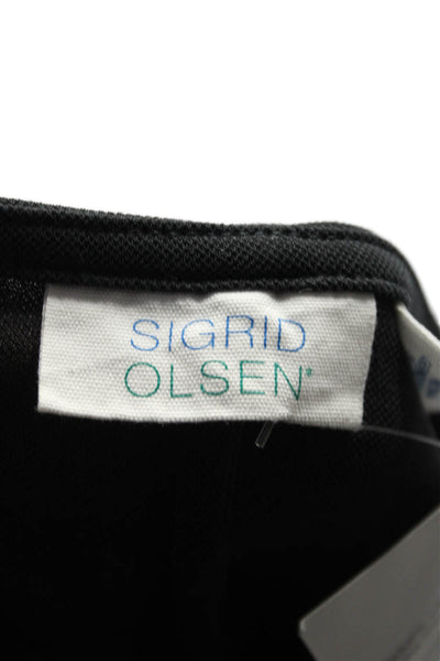 Sigrid Olsen Womens Short Sleeve Two Pocket Boat Neck T-Shirt Dress Black Size L