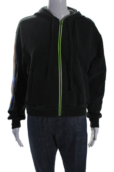 Wesley Womens Pima Cotton Two Pocket Long Sleeve Zip Up Hoodie Black Size XS