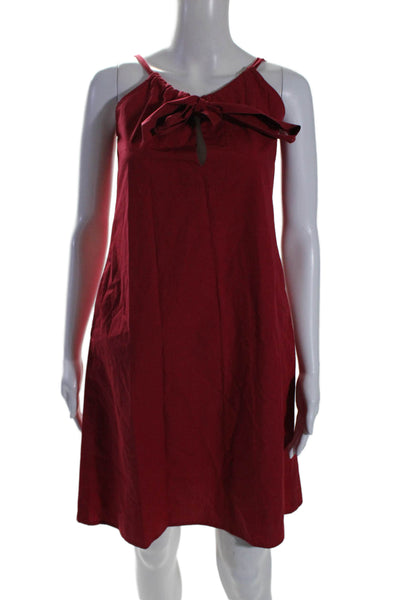 Shannon Mclean Womens Sleeveless Knee Length Sun Dress Red Cotton Size Medium