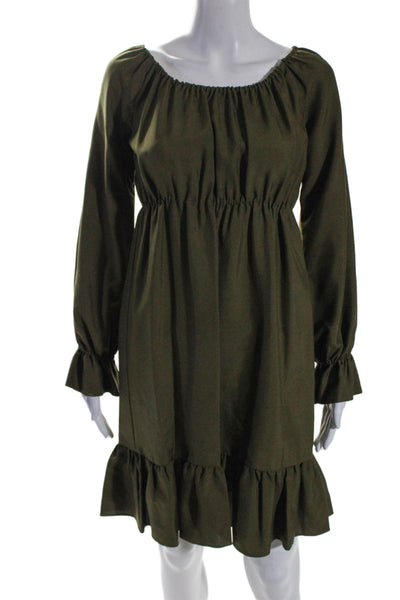 Shannon Mclean Womens Long Sleeves Pullover A Line Dress Green Size Medium