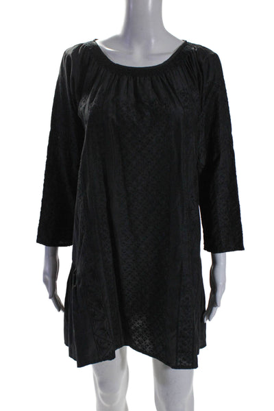 Matta Womens Embroidered Long Sleeves Dress Black Cotton Blend Size Small