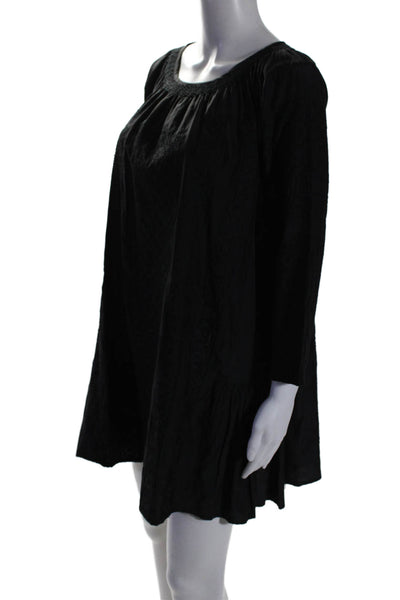 Matta Womens Embroidered Long Sleeves Dress Black Cotton Blend Size Small