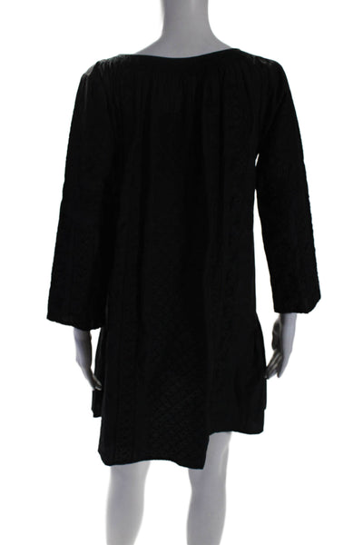 Matta Womens Embroidered Long Sleeves Dress Black Cotton Blend Size Small