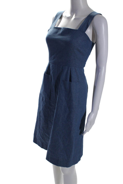 Shannon Mclean Womens Sleeveless A Line Midi Sun Dress Blue Size Medium