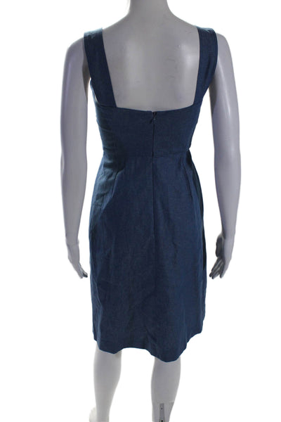 Shannon Mclean Womens Sleeveless A Line Midi Sun Dress Blue Size Medium