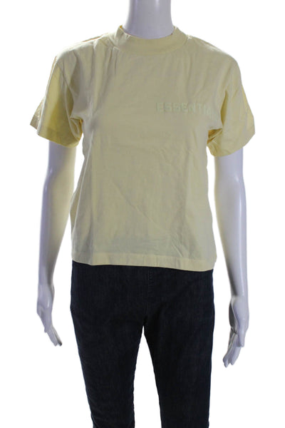 Essentials Womens Short Sleeves Tee Shirt Yellow Cotton Size Extra Small