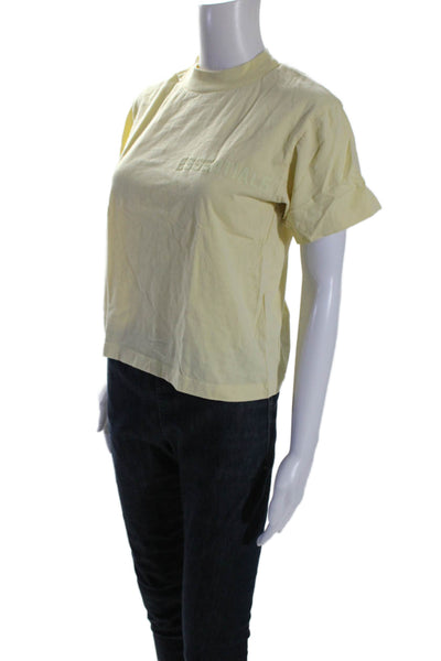 Essentials Womens Short Sleeves Tee Shirt Yellow Cotton Size Extra Small