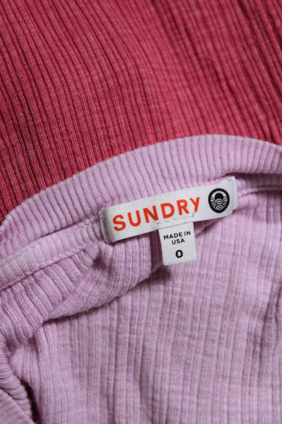 Sundry Womens Half Button Down Long Sleeves Shirt Pink Cotton Blend Size 0