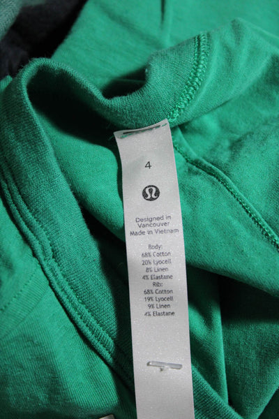 Lululemon Womens Short Sleeves Tee Shirt Jungle Green Cotton Blend Size 4