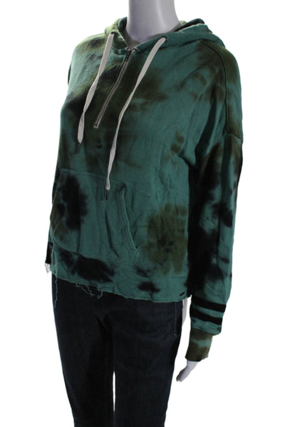 Philanthropy Womens Tie Dye Print Hoodie Blue Green Cotton Blend Size Small