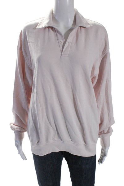 TNA Airy Womens Long Sleeves Boyfriend Sweatshirt Pink Cotton Size Small