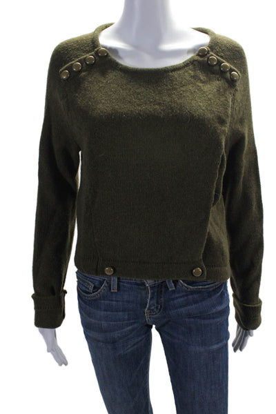 Marc By Marc Jacobs Womens Wool Button Long Sleeve Knitted Sweater Green Size S