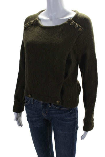 Marc By Marc Jacobs Womens Wool Button Long Sleeve Knitted Sweater Green Size S