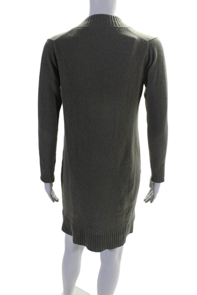 Johnstons Womens Cashmere Knit V-Neck Long Sleeve Sweater Dress Green Size M