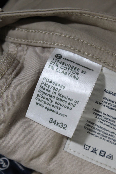 Adriano Goldschmied Womens Zip Button Long Casual Pants Khaki Tan Size EUR 34X32