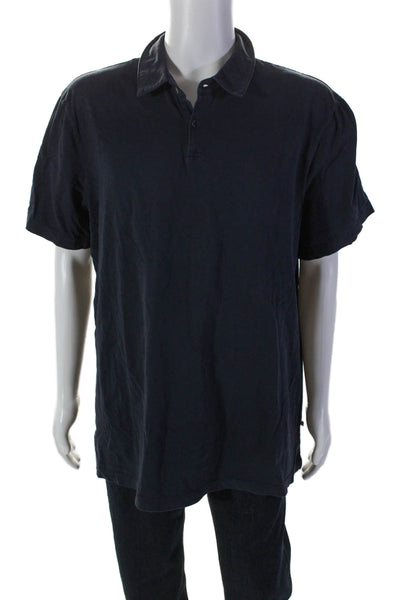 James Perse Mens Cotton Short Sleeve Collar Button Top Navy Size UK 5