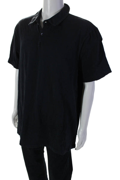 James Perse Mens Cotton Short Sleeve Collar Button Top Navy Size UK 5