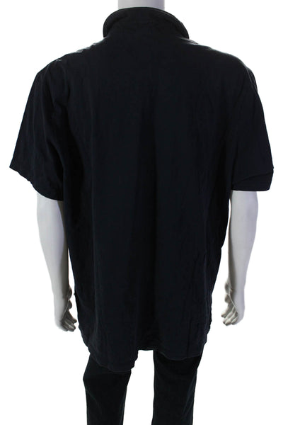 James Perse Mens Cotton Short Sleeve Collar Button Top Navy Size UK 5