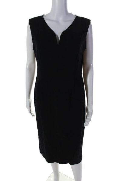 Calvin Klein Womens Back Zip Sleeveless V Neck Long Dress Black Medium