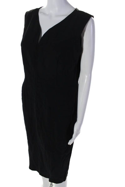 Calvin Klein Womens Back Zip Sleeveless V Neck Long Dress Black Medium