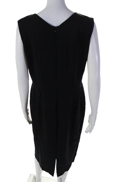 Calvin Klein Womens Back Zip Sleeveless V Neck Long Dress Black Medium