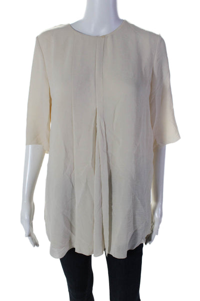 COS Womens Short Sleeve Back Zip Scoop Neck Blouse White Size 8 US