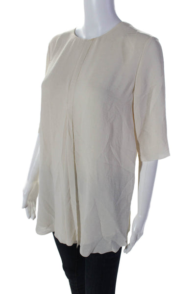 COS Womens Short Sleeve Back Zip Scoop Neck Blouse White Size 8 US