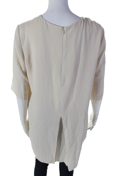 COS Womens Short Sleeve Back Zip Scoop Neck Blouse White Size 8 US