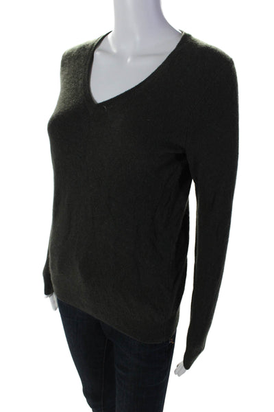 C by Bloomingdales Womens Long Sleeve V Neck Sweater Cashmere Green XS