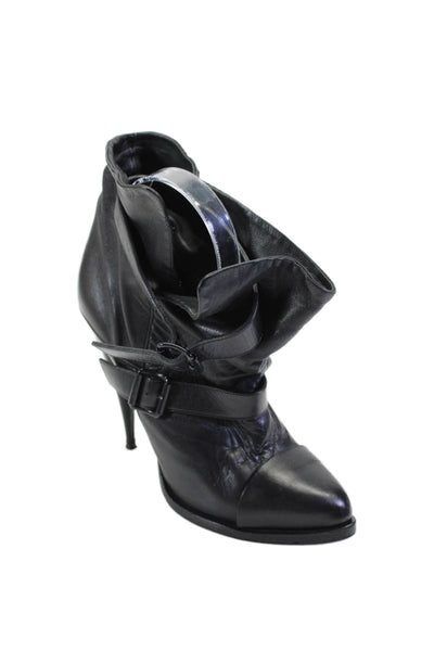 Givenchy Womens Leather Cap Toe Belted Ankle Boots Jet Black Size 36.5 6.5