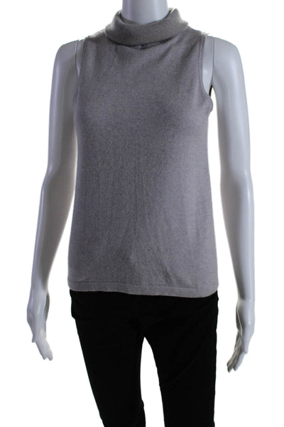 Bergdorf Goodman Womens Sleeveless Knit Turtleneck Top Lilac Size M