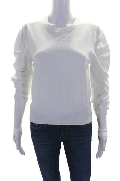 Autumn Cashmere Womens Long Sleeve Crew Neck Knit Shirt Top White Size Medium