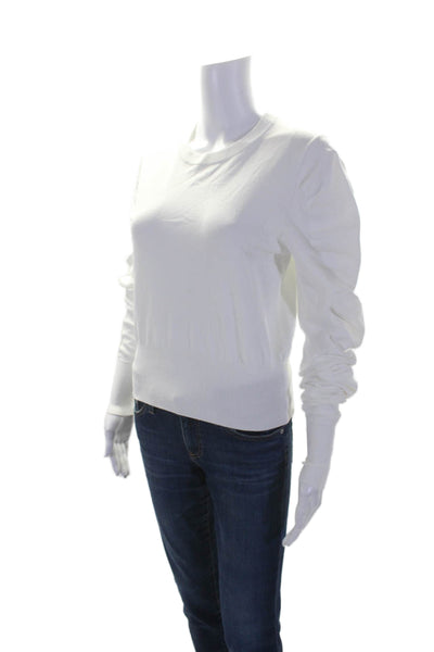 Autumn Cashmere Womens Long Sleeve Crew Neck Knit Shirt Top White Size Medium