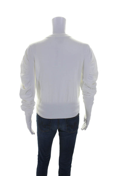 Autumn Cashmere Womens Long Sleeve Crew Neck Knit Shirt Top White Size Medium