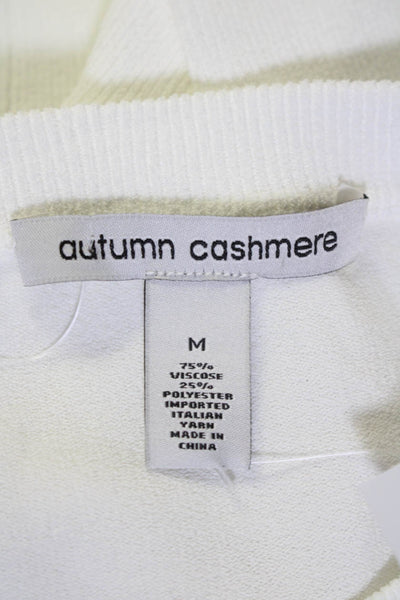 Autumn Cashmere Womens Long Sleeve Crew Neck Knit Shirt Top White Size Medium