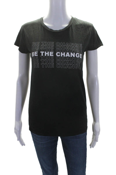 Rails Womens Short Sleeve Crew Neck Be The Change Tee Shirt Black Size Small