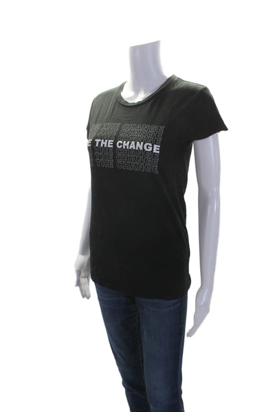 Rails Womens Short Sleeve Crew Neck Be The Change Tee Shirt Black Size Small