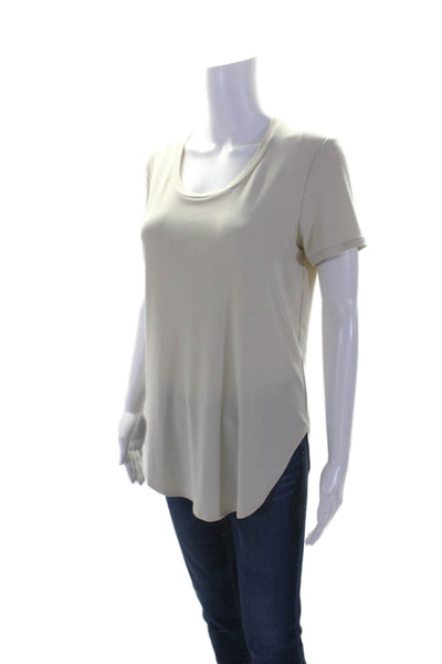 Joseph Ribkoff Womens Short Sleeve Scoop Neck Knit Tee Shirt Beige Size 8