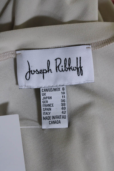 Joseph Ribkoff Womens Short Sleeve Scoop Neck Knit Tee Shirt Beige Size 8