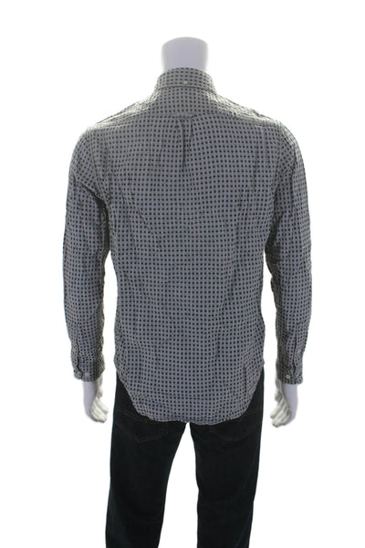 Samsoe & Samsoe Mens Cotton Polka Dot Button Down Shirt Gray Size M