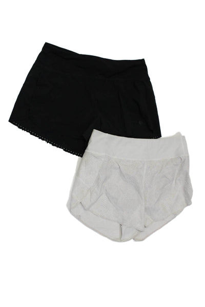 Athleta Womens Textured Stretch Workout Mini Shorts Bundle Black Cream Size S