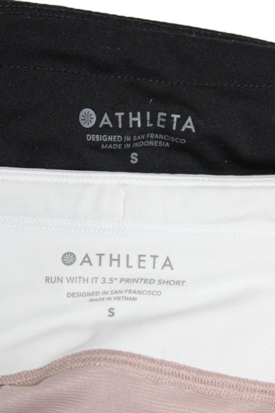 Athleta Womens Textured Stretch Workout Mini Shorts Bundle Black Cream Size S