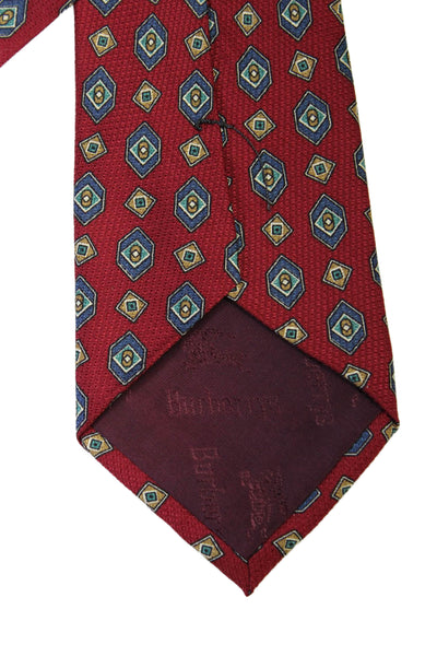 Burberry Mens Silk Textured Graphic Print Triangle Wrap Around Tie Red OS