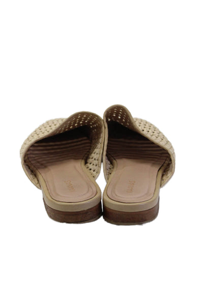 Kaanas Women's Round Toe Braided Flat Slip-On Mules Sandals Beige Size 9